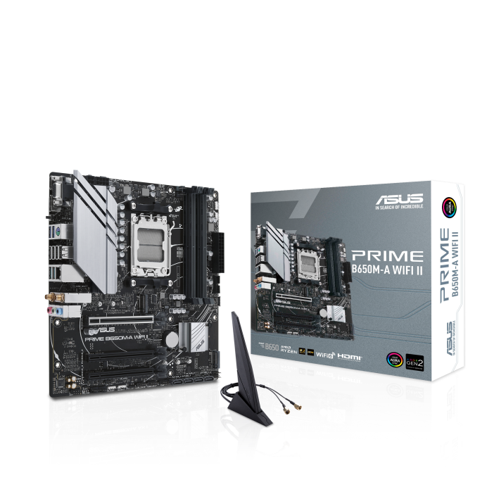 ASUS PRIME B650M-A WIFI II mATX Motherboard, AMD B650 Chipset, 4x DIMM DDR5 ASUS PRIME B650M-A WIFI II mATX Motherboard, AMD B650 Chipset, 4x DIMM DDR5